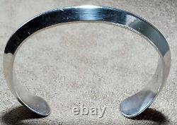 Vintage Signed Navajo Heavy Sterling Silver Carinated Knife Edge Cuff Bracelet