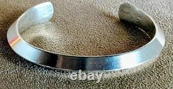 Vintage Signed Navajo Heavy Sterling Silver Carinated Knife Edge Cuff Bracelet