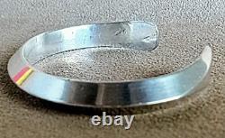 Vintage Signed Navajo Heavy Sterling Silver Carinated Knife Edge Cuff Bracelet