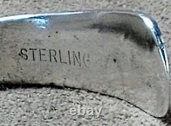 Vintage Signed Navajo Heavy Sterling Silver Carinated Knife Edge Cuff Bracelet