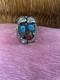 Vintage Signed Navajo Sterling Silver Turquoise And Coral Cuff Bracelet