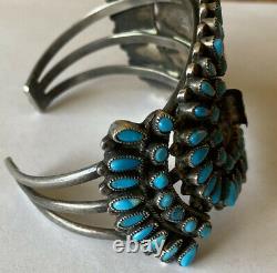 Vintage Signed Navajo Sterling Silver Turquoise Watch Cuff