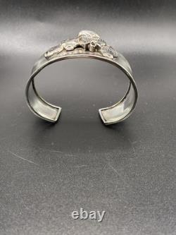 Vintage & Signed Patrick Smith, Navajo Sterling Silver 3d Pots Cuff C. 1970