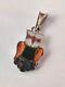 Vintage Signed Susie Calavaza Zuni Owl Pendant Stone Inlay Sterling Silver