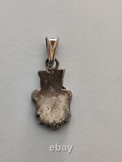Vintage Signed Susie Calavaza Zuni Owl Pendant Stone Inlay Sterling Silver