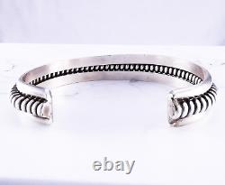 Vintage Signed Tahe Sterling Silver Cuff Coil Rope Bracelet 5.4 31.42 grams