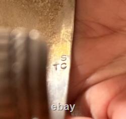 Vintage Signed Thomas Singer Sterling Turquoise Wide Stamped Cuff Bracelet