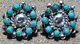 Vintage Signed Zuni Faj Sterling Silver Petit Pt Snake Eyes Turquoise Earrings