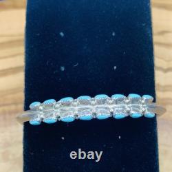 Vintage Signed Zuni Silver Turquoise Cuff Row Bracelet Women Native American 34g