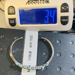 Vintage Signed Zuni Silver Turquoise Cuff Row Bracelet Women Native American 34g