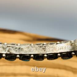 Vintage Signed Zuni Silver Turquoise Cuff Row Bracelet Women Native American 34g