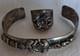 Vintage Silver Native American Cuff Bracelet and Ring Set. Flower Motif