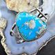 Vintage Silver Natural Turquoise Decorated Split Shank Bracelet For Women #1