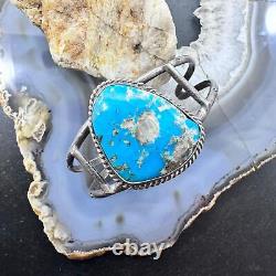 Vintage Silver Natural Turquoise Decorated Split Shank Bracelet For Women #1