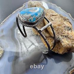 Vintage Silver Natural Turquoise Decorated Split Shank Bracelet For Women #1