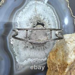 Vintage Silver Natural Turquoise Decorated Split Shank Bracelet For Women #1