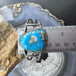 Vintage Silver Natural Turquoise Decorated Split Shank Bracelet For Women #1
