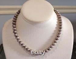 Vintage Silver Navajo Pearl Necklace 16 inch 21 grams