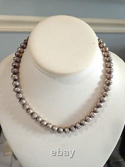 Vintage Silver Navajo Pearl Necklace 16 inch 21 grams