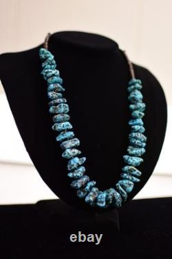 Vintage Silver Turquoise Nugget & Clamshell Heishi Necklace
