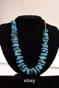 Vintage Silver Turquoise Nugget & Clamshell Heishi Necklace