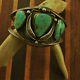 Vintage Southwest 3 Stone Turquoise Cuff Sterling Navaho Vernon Begay