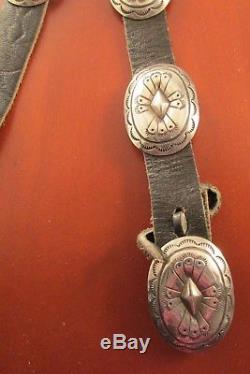 Vintage Southwest Concho Belt With 13 Conchos And Belt Buckle Sterling