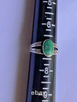 Vintage Southwest Custom Estate Jewelry Sterling Silver Turquoise Ring Size 7