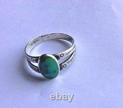 Vintage Southwest Custom Estate Jewelry Sterling Silver Turquoise Ring Size 7