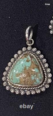 Vintage Southwest Navajo Style Marked BELL STERLING Earrings & Pendant