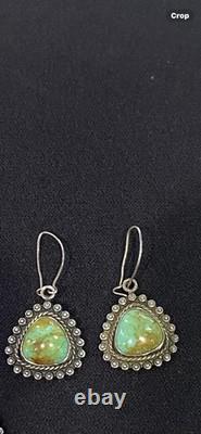 Vintage Southwest Navajo Style Marked BELL STERLING Earrings & Pendant