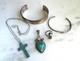 Vintage Southwest Sterling Silver Turquoise Coral Jewelry Lot ETC9244