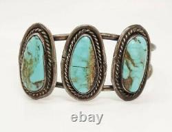 Vintage Southwest Turquoise American Indian Pawn Sterling Silver Bracelet