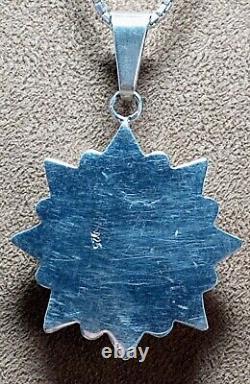 Vintage Southwest Type Sterling Silver Morenci Turquoise Star/snowflake Necklace