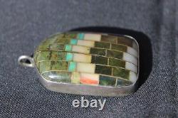 Vintage Southwestern Jewelry Pendant Native American Silver Turquoise Onyx