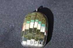 Vintage Southwestern Jewelry Pendant Native American Silver Turquoise Onyx