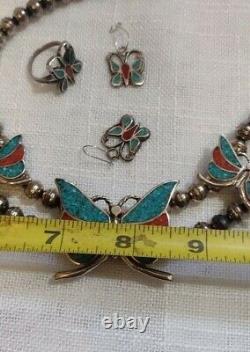 Vintage Squash Blossom Jewelry Native Butterfly Necklace