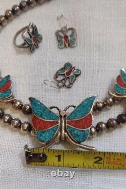 Vintage Squash Blossom Jewelry Native Butterfly Necklace