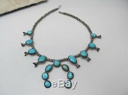Vintage Squash blossom turquoise necklace 60 grams Native 18