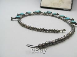 Vintage Squash blossom turquoise necklace 60 grams Native 18