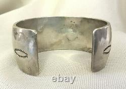 Vintage Stamped Rug Design Sterling Silver Cuff Bracelet