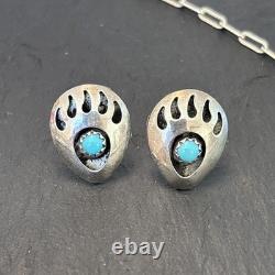 Vintage Sterling 18 Necklace Earrings Set Statement Southwest Turquoise Paws 4E