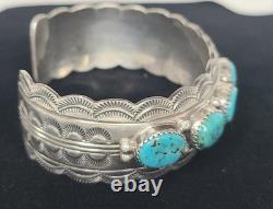 Vintage Sterling 925 Navajo Davendale 49.5 grams Turquoise Cuff Bracelet