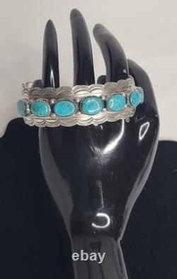 Vintage Sterling 925 Navajo Davendale 49.5 grams Turquoise Cuff Bracelet