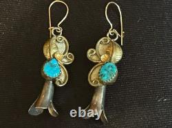 Vintage Sterling/GF Turquoise Squash Blossom Necklace Bracelet Earrings Ring Set