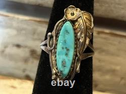 Vintage Sterling/GF Turquoise Squash Blossom Necklace Bracelet Earrings Ring Set