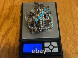 Vintage Sterling/GF Turquoise Squash Blossom Necklace Bracelet Earrings Ring Set