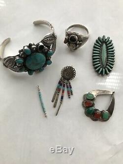 Vintage Sterling Jewelry Lot Missing Stones Damaged Signed Native American 86g