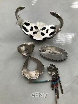 Vintage Sterling Jewelry Lot Missing Stones Damaged Signed Native American 86g