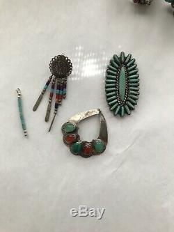 Vintage Sterling Jewelry Lot Missing Stones Damaged Signed Native American 86g